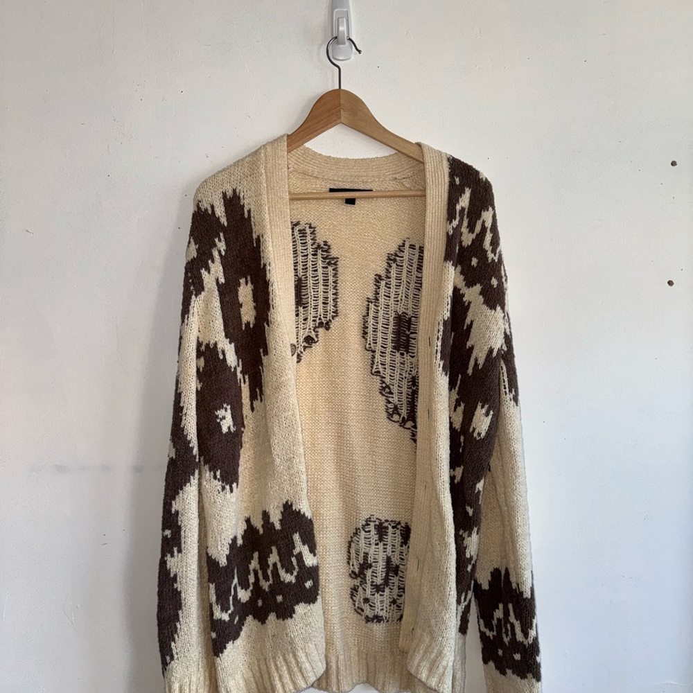 Cream and Brown Americana Cardigan